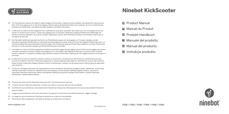 Page 1 de la notice Manuel utilisateur Segway Ninebot KickScooter F30E