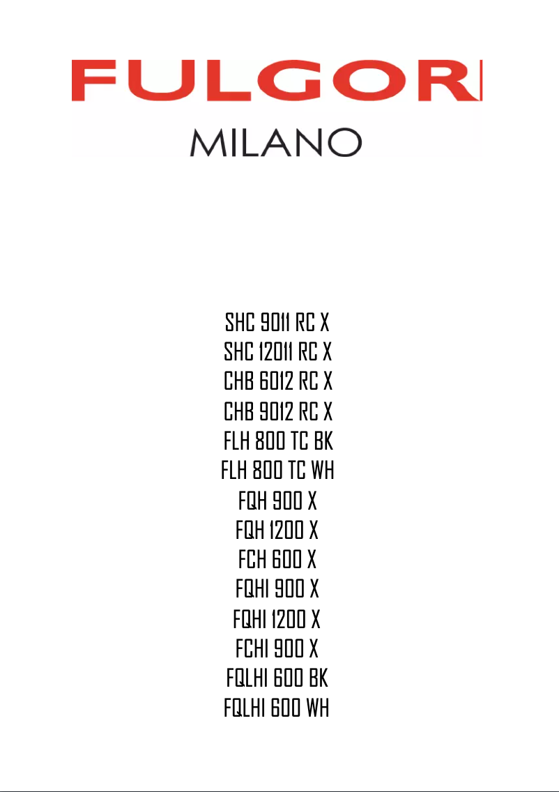 Page 1 de la notice Manuel utilisateur Fulgor Milano FQH 900 X