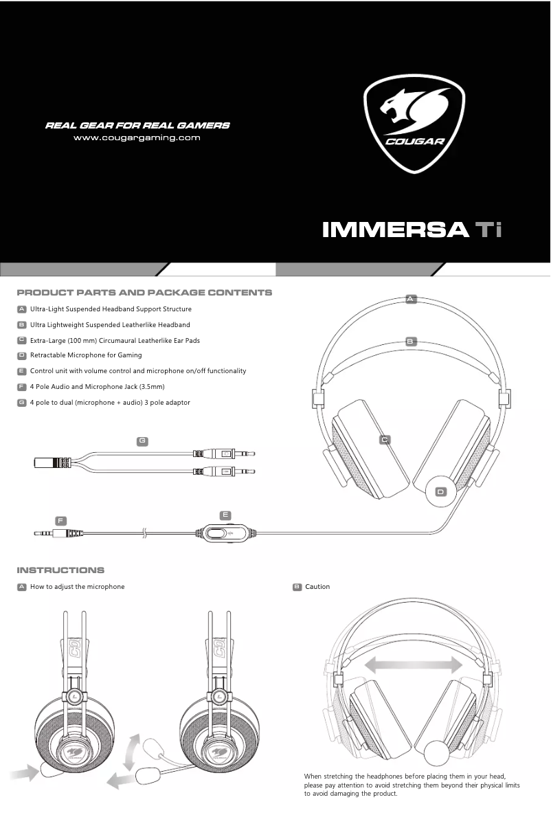 Page n°1 - Manuel utilisateur Cougar Immersa Pro Ti