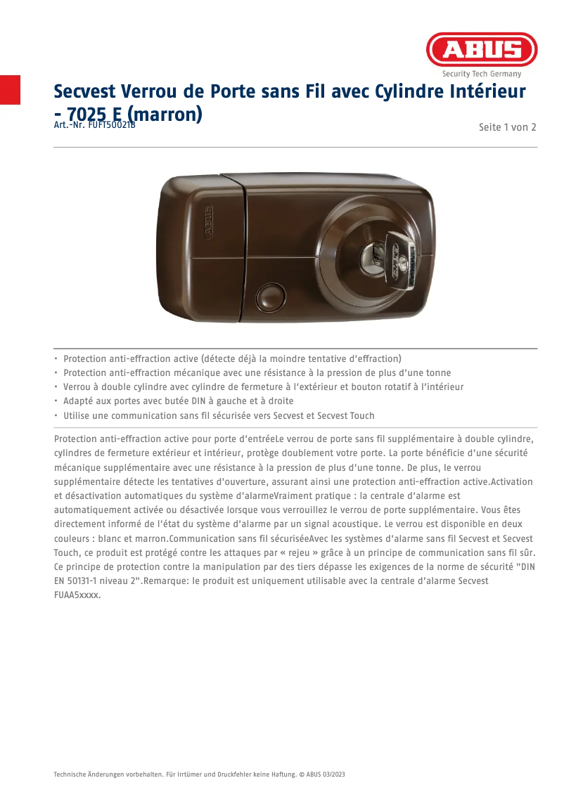 Image de la première page du manuel de l'appareil FUFT50021B