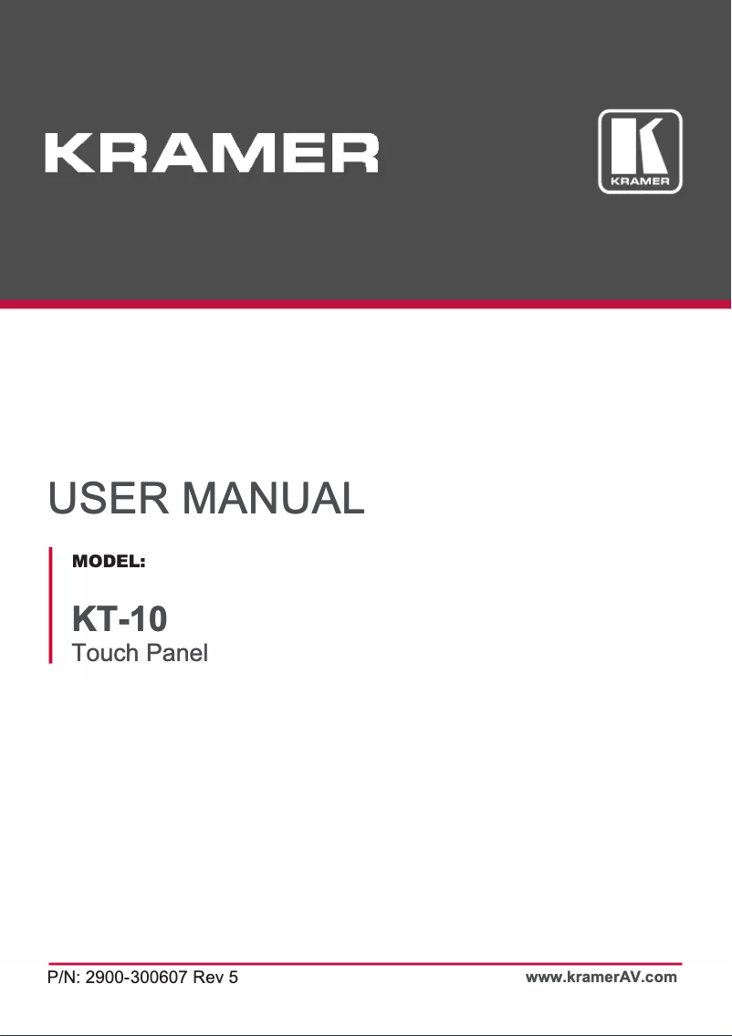 Page n°1 - Manuel utilisateur Kramer KT-10
