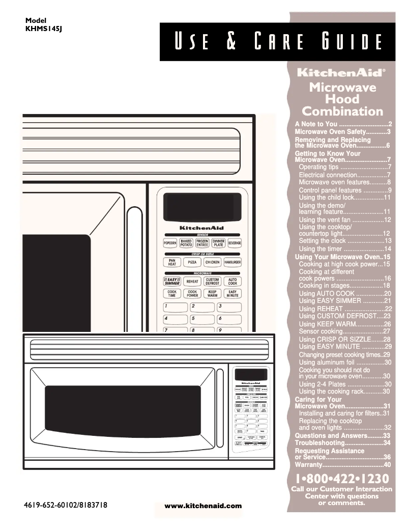 Page n°1 - Manuel utilisateur KitchenAid KHMS145JWH0
