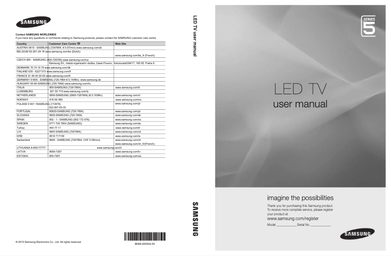 Page 1 de la notice Manuel utilisateur Samsung UE40C5100QW