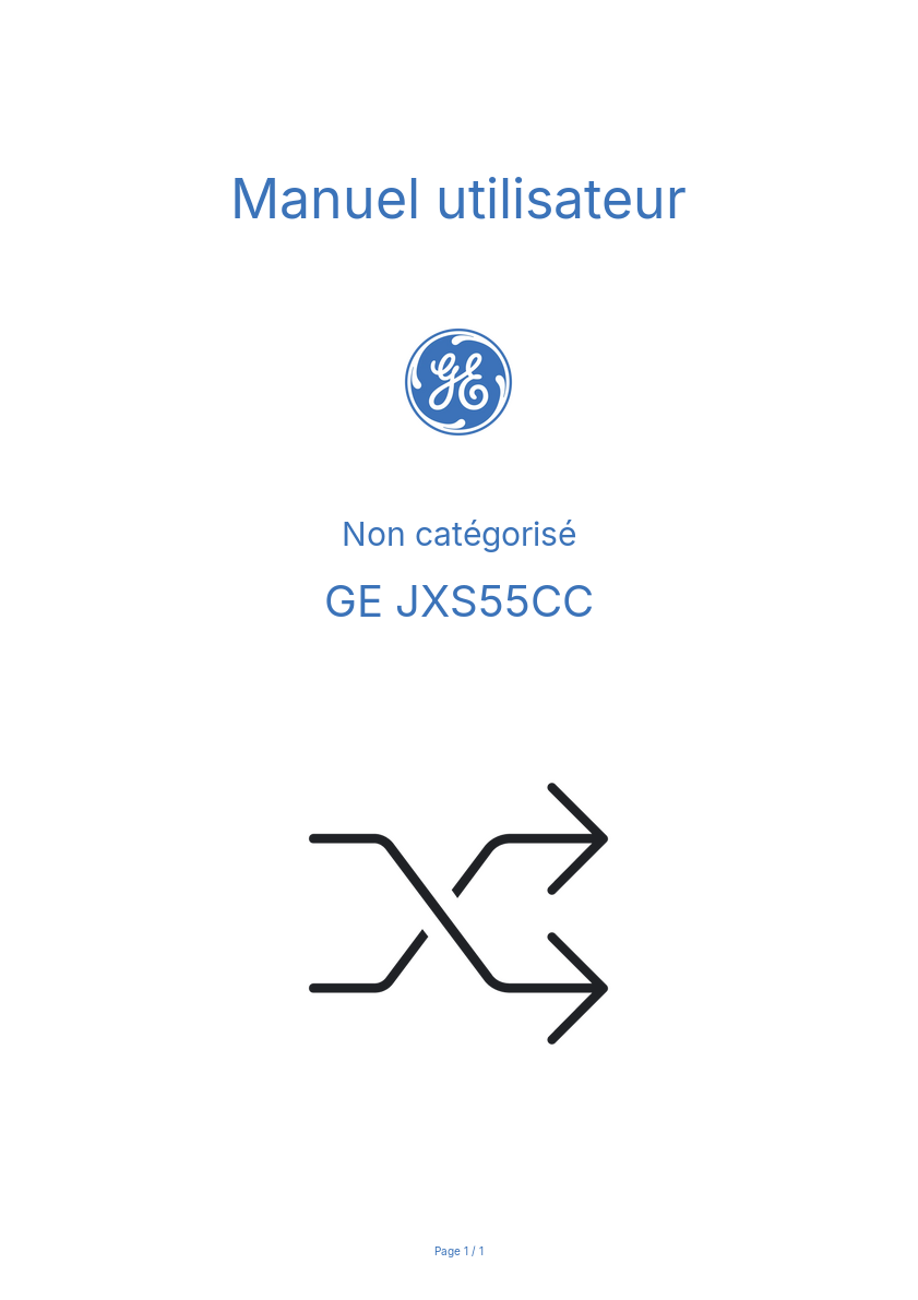 Page n°1 - Manuel utilisateur GE JXS55CC