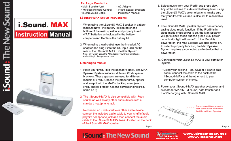 Page 1 of the manual User Manual dreamGEAR i.Sound Max