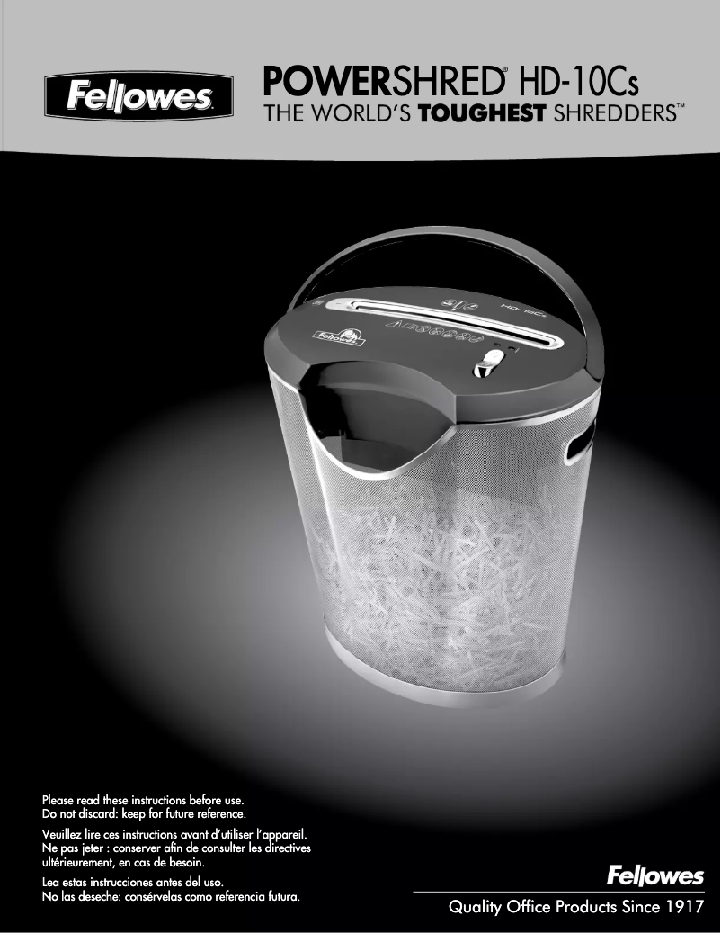 Page n°1 - Manuel utilisateur Fellowes HD-10Cs