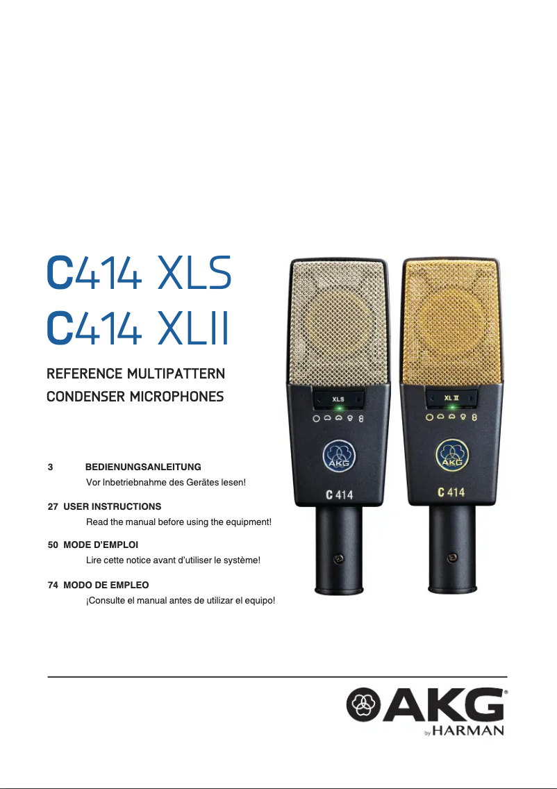 Page n°1 - Manuel utilisateur AKG C414 XLS