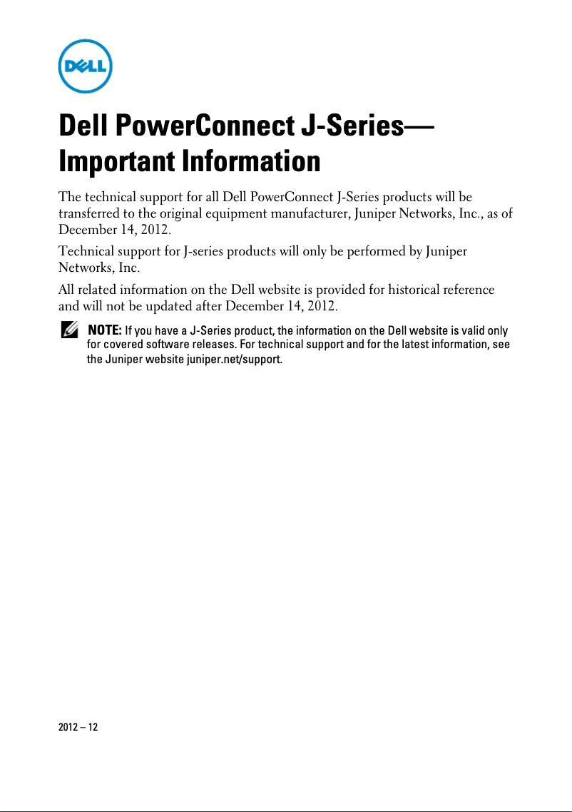 Page n°1 - Manuel utilisateur Dell PowerConnect J-EX4200-24F