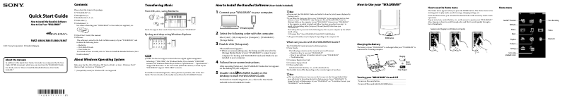 Image de la première page du manuel de l'appareil Walkman NWZ-A864