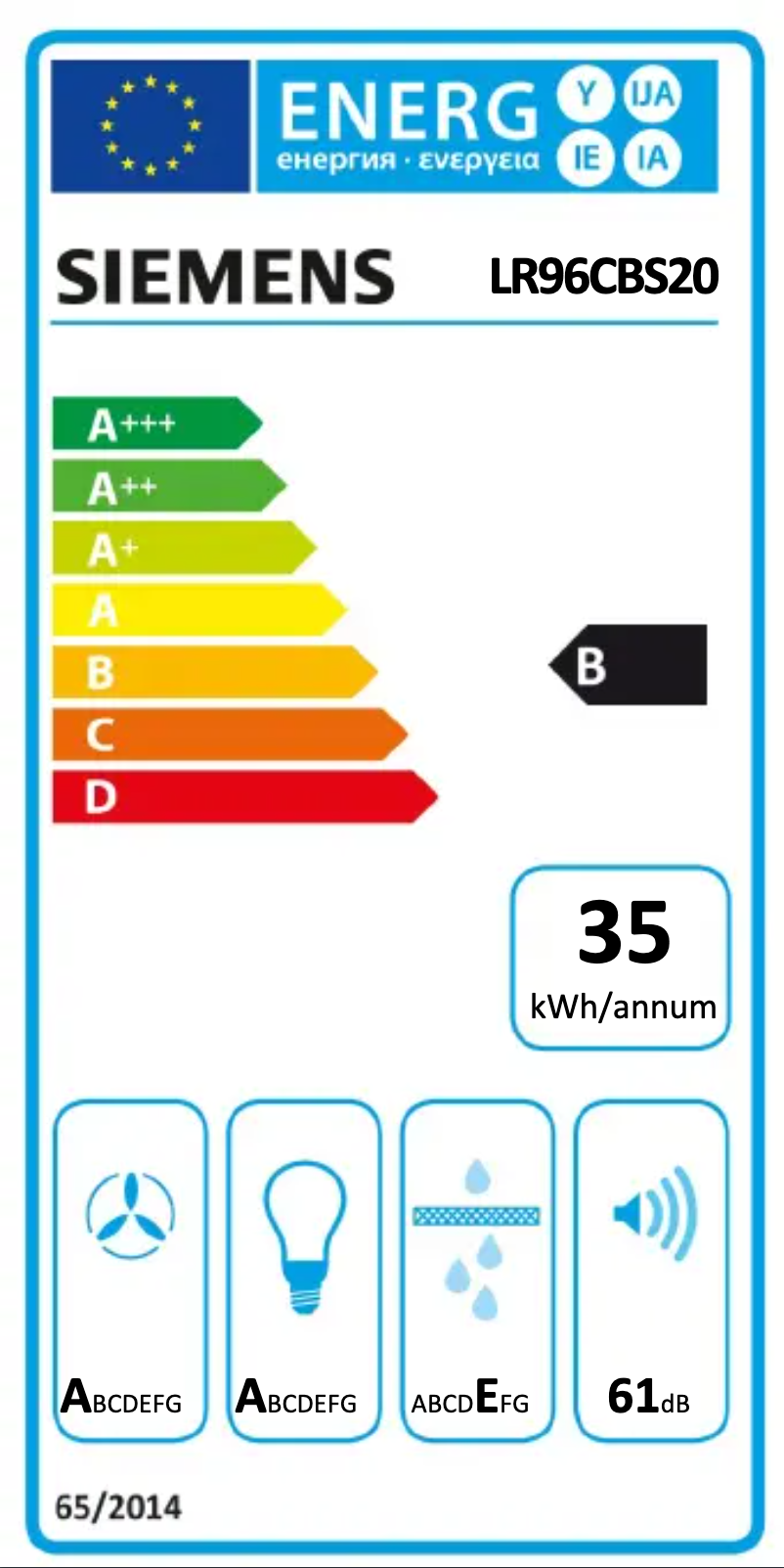 Page n°1 - Label énergétique Siemens LR96CBS20