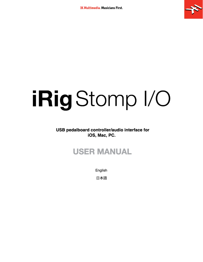 Page 1 de la notice Manuel utilisateur IK Multimedia iRig Stomp I/O