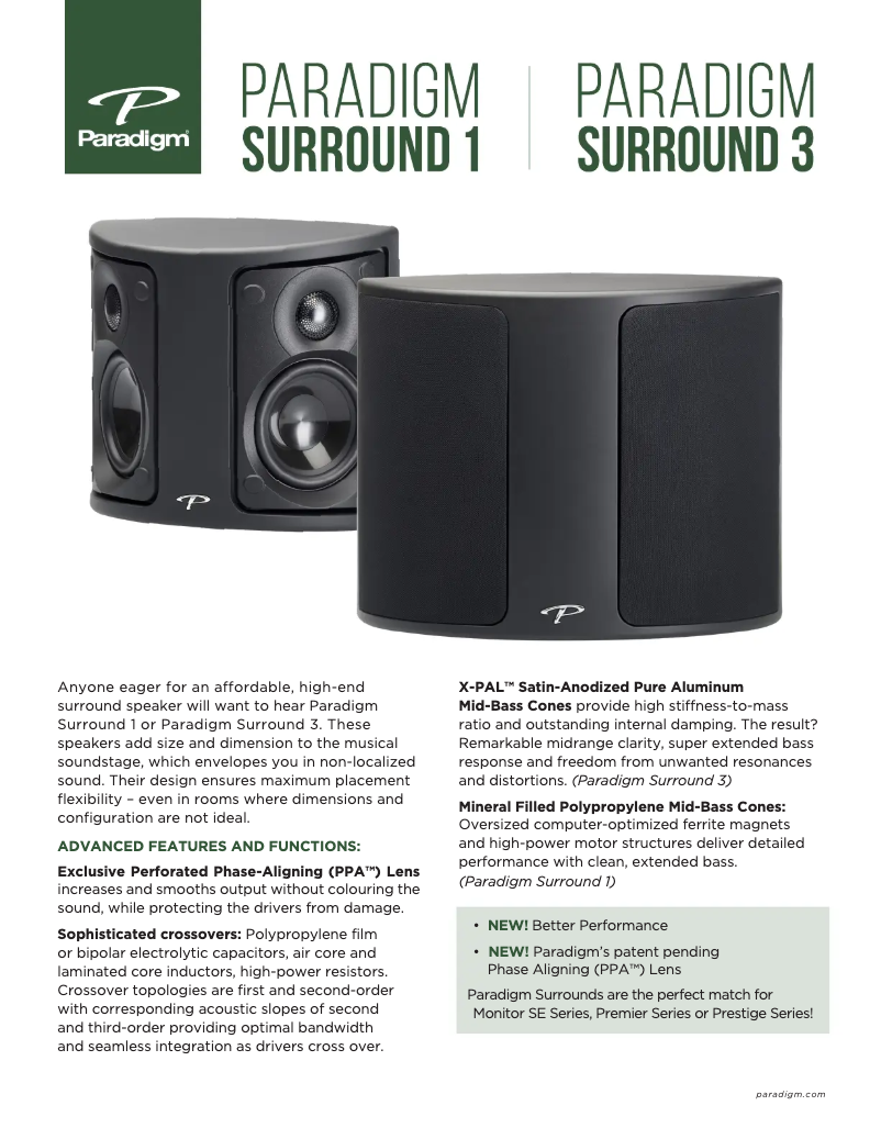 Page n°1 - Fiche technique Paradigm Surround 3