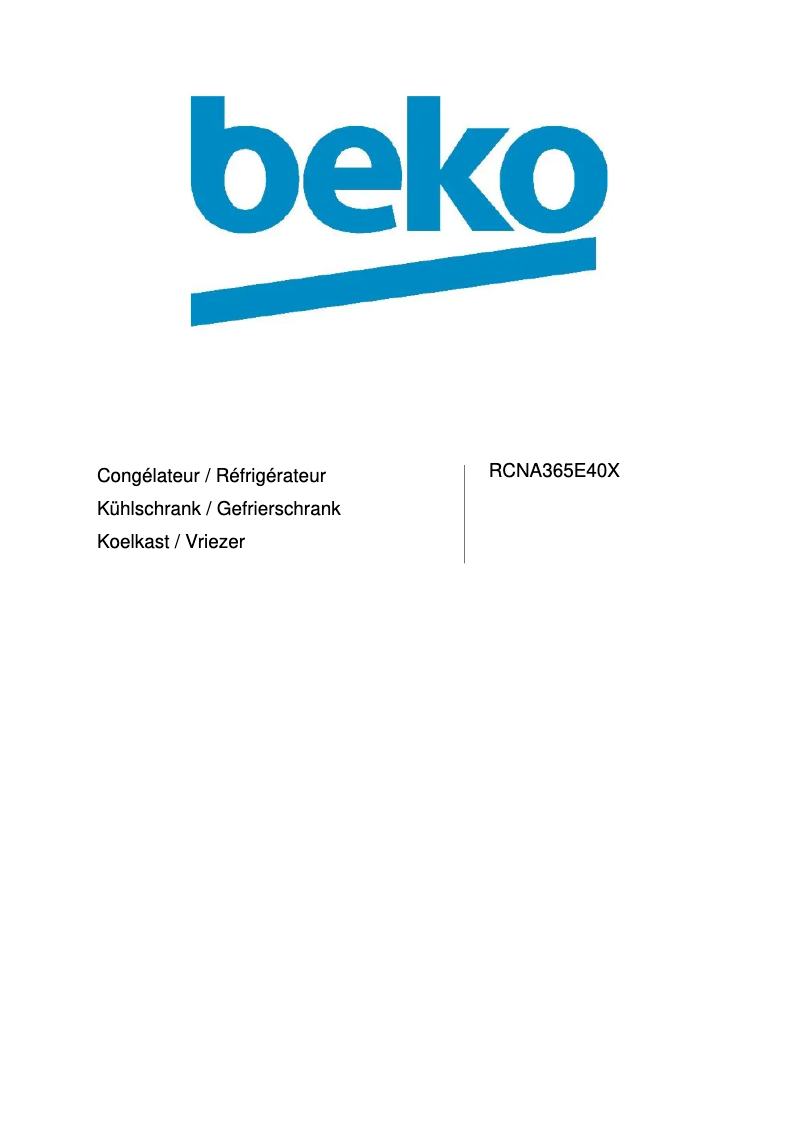 Page 1 de la notice Manuel utilisateur Beko RCNA365E40X