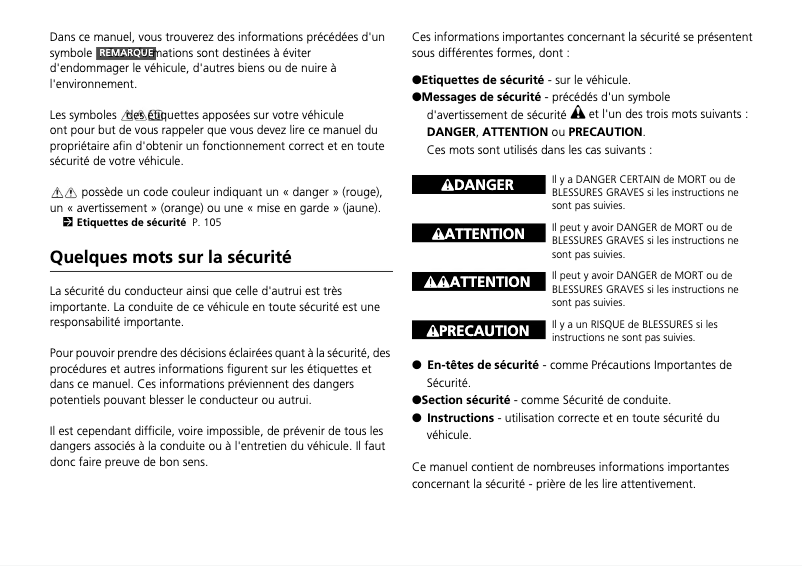 Page 1 de la notice Manuel utilisateur Honda Civic (2020)