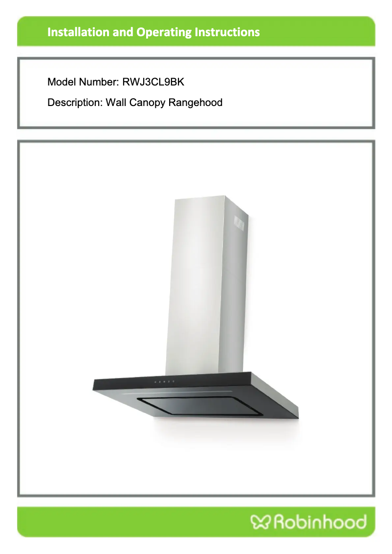 Page 1 de la notice Manuel utilisateur Robinhood RWJ 900