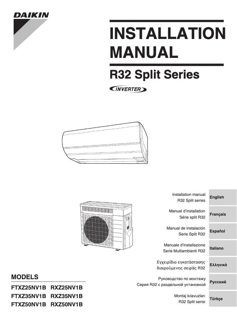 Page 1 de la notice Manuel utilisateur Daikin RXZ25NV1B9
