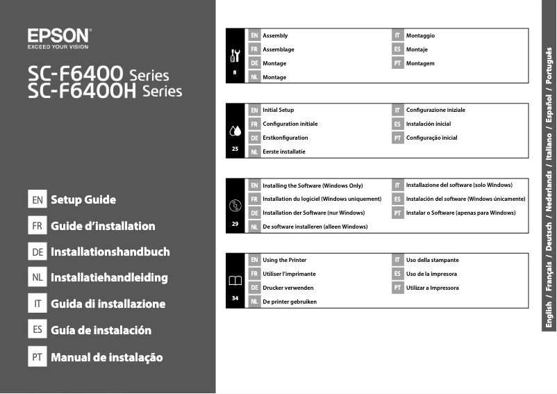 Page n°1 - Guide d'installation Epson SureColor SC-F6400