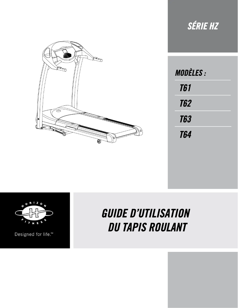 Page 1 de la notice Manuel utilisateur Horizon Fitness T62