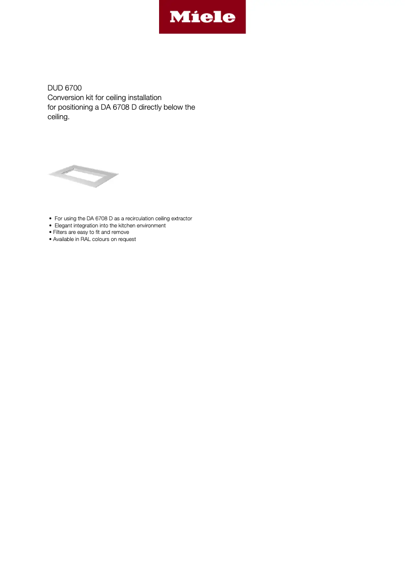 Page 1 de la notice Manuel utilisateur Miele DUD 6700