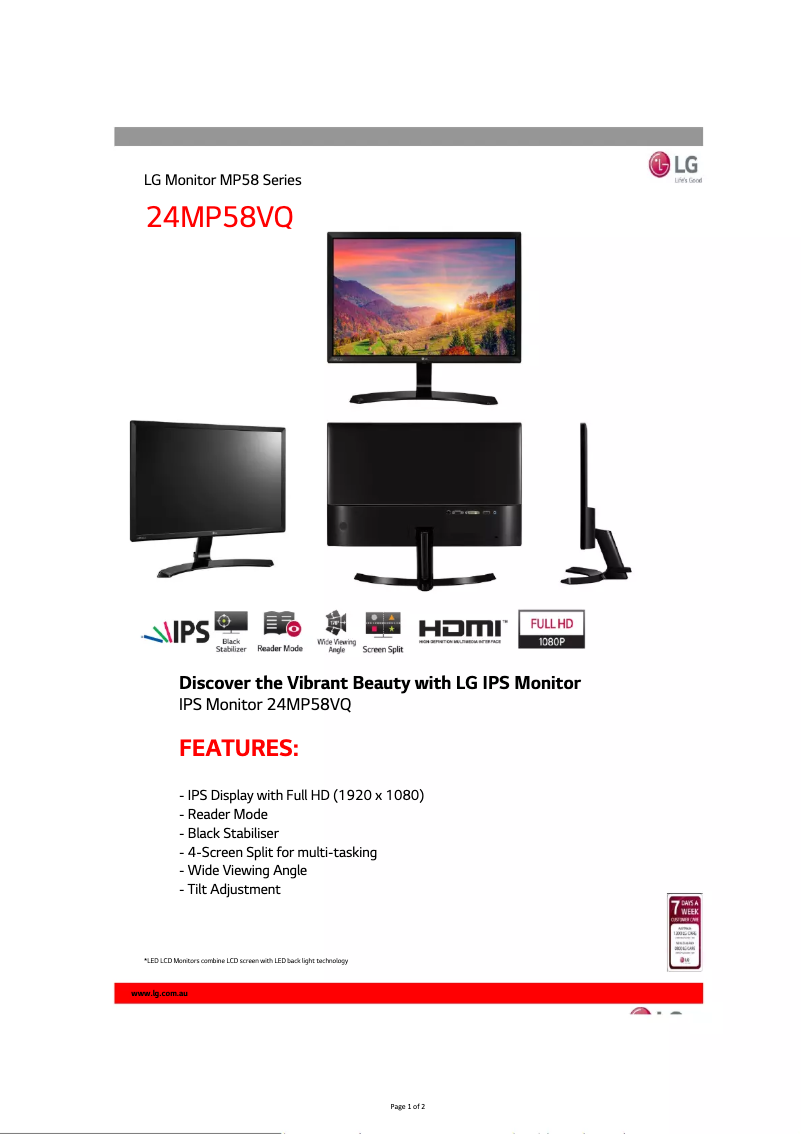 Image de la première page du manuel de l'appareil 24MP58VQ