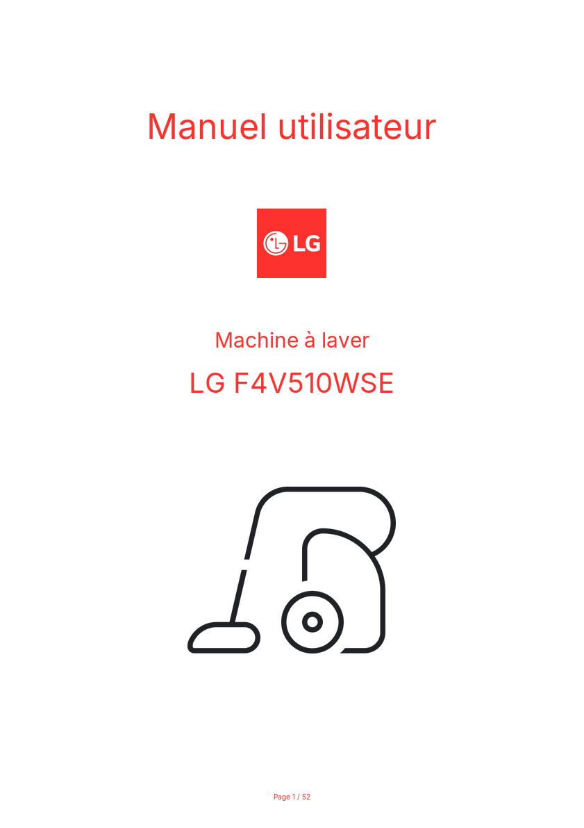 Page n°1 - Manuel utilisateur LG F4V510WSE