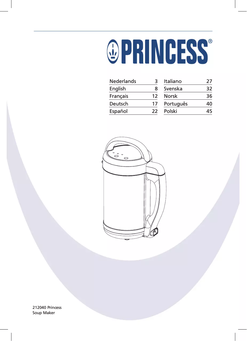 Page 1 de la notice Manuel utilisateur Princess Soup Maker 212040