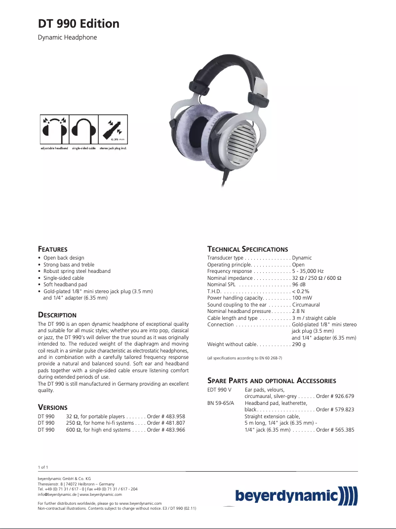 Image de la première page du manuel de l'appareil DT 990 Edition