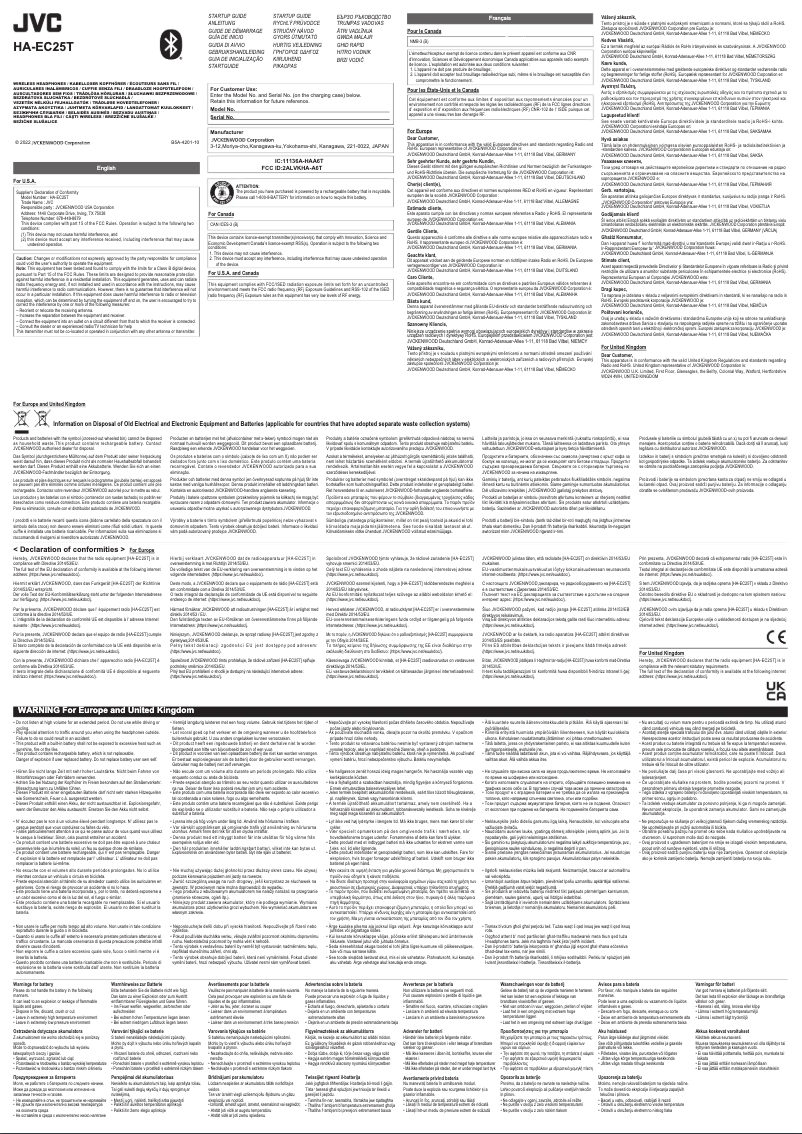 Page n°1 - Manuel utilisateur JVC HA-EC25T