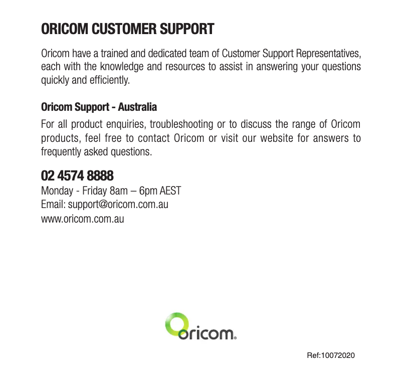 Página 1 del manual Manual de usuario Oricom CARE95