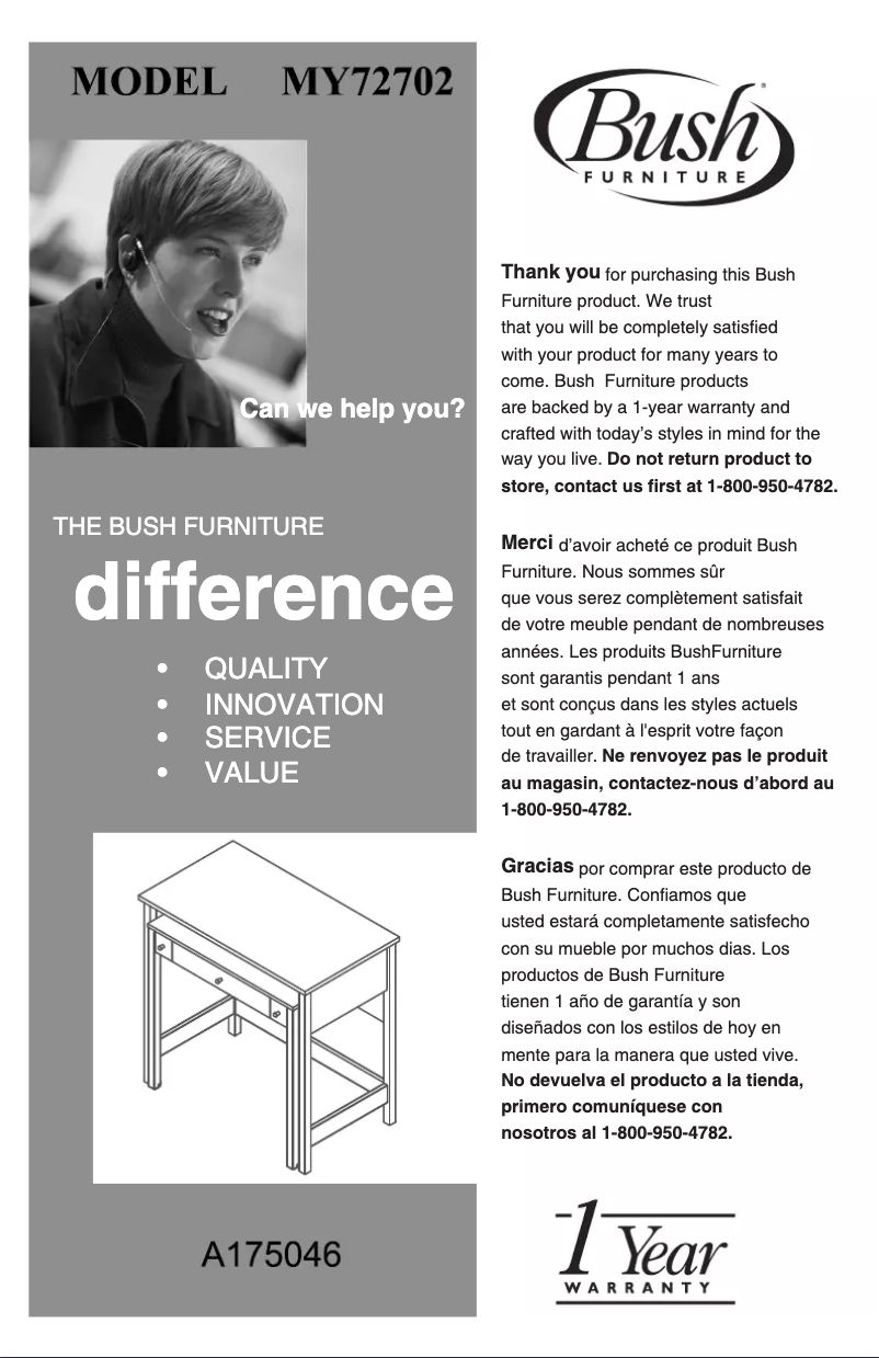 Page 1 of the manual Installation Guide Bush Brandywine MY72702-03