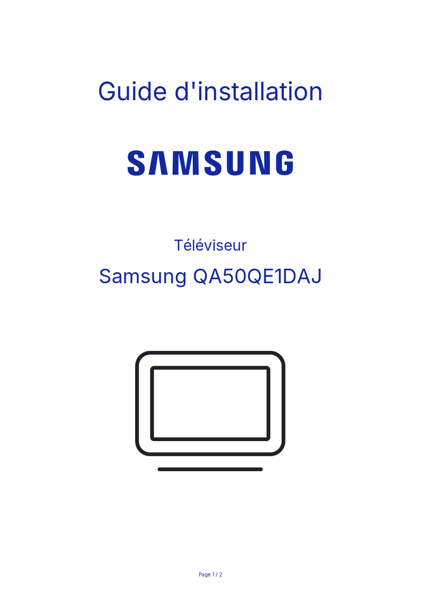 Page n°1 - Guide d'installation Samsung QA50QE1DAJ