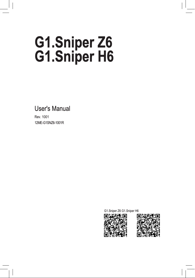 Page 1 de la notice Manuel utilisateur Gigabyte G1.Sniper H6
