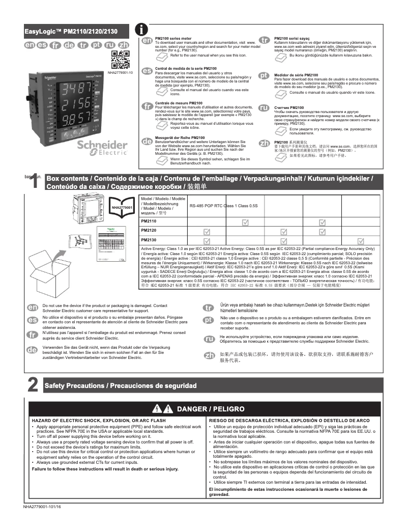 Page 1 de la notice Manuel utilisateur Schneider EasyLogic PM2100