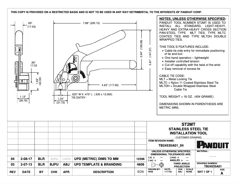 Page n°1 - Dessin technique Panduit ST2MT
