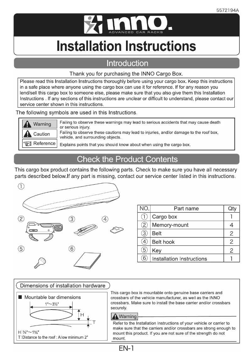 Page 1 de la notice Manuel utilisateur Inno Wedge 660 BRM660