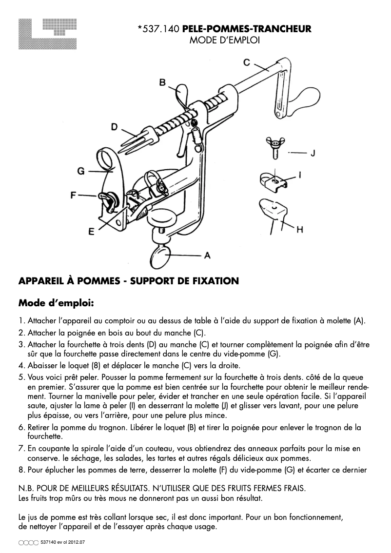 Page n°1 - Manuel utilisateur Louis Tellier 537140