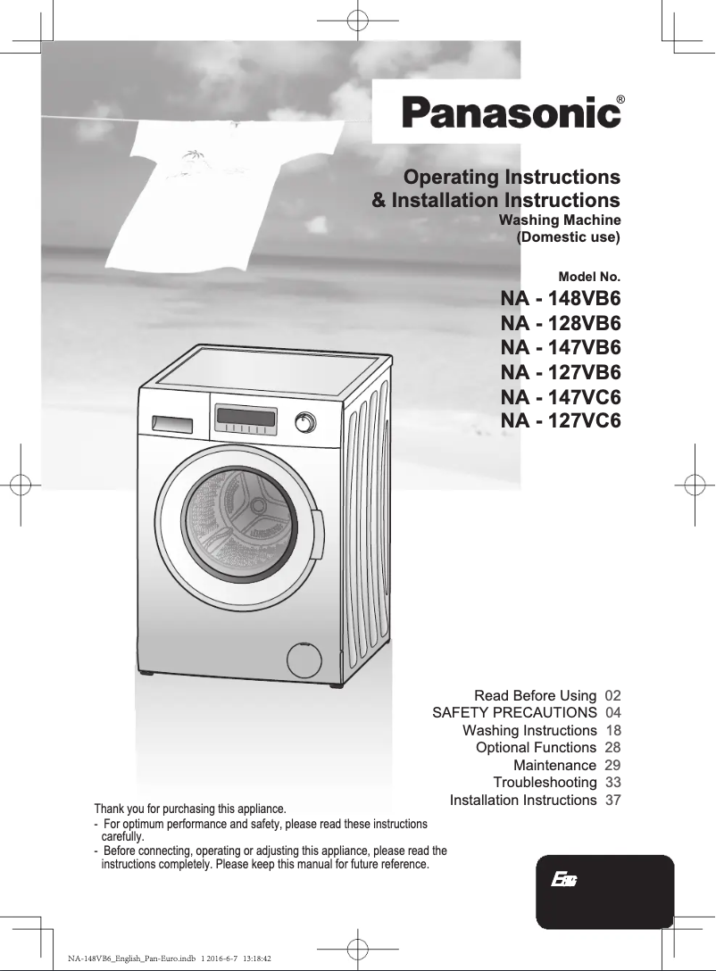 Page n°1 - Manuel utilisateur Panasonic NA-128VB6WGN