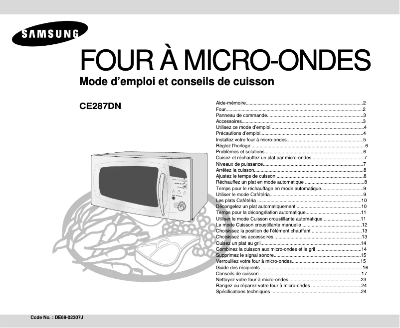 Page 1 de la notice Manuel utilisateur Samsung CE287DN