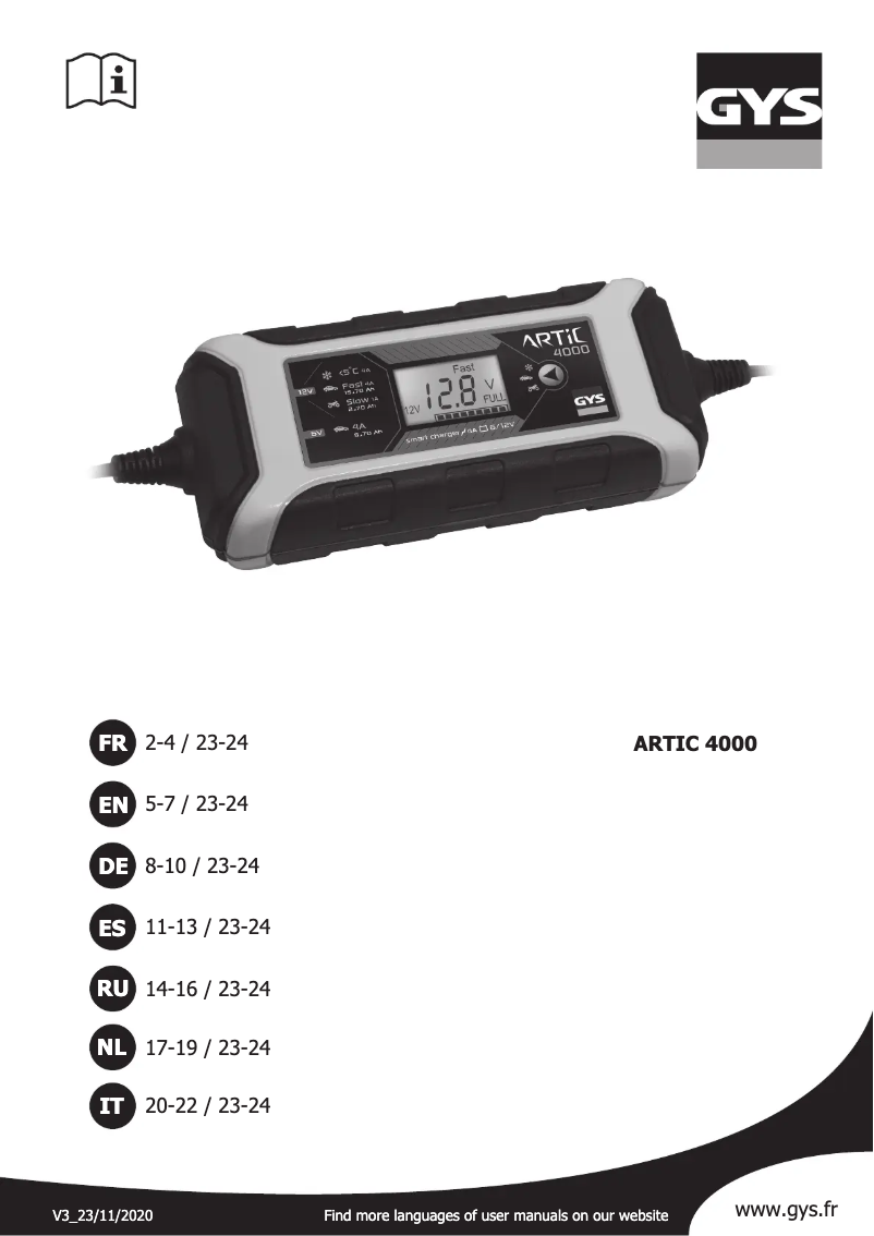 Image de la première page du manuel de l'appareil Artic 4000