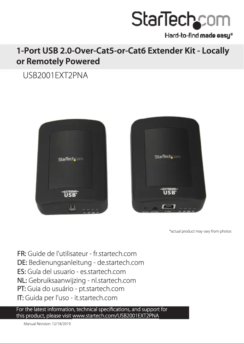 Page n°1 - Manuel utilisateur StarTech.com USB2001EXT2PNA