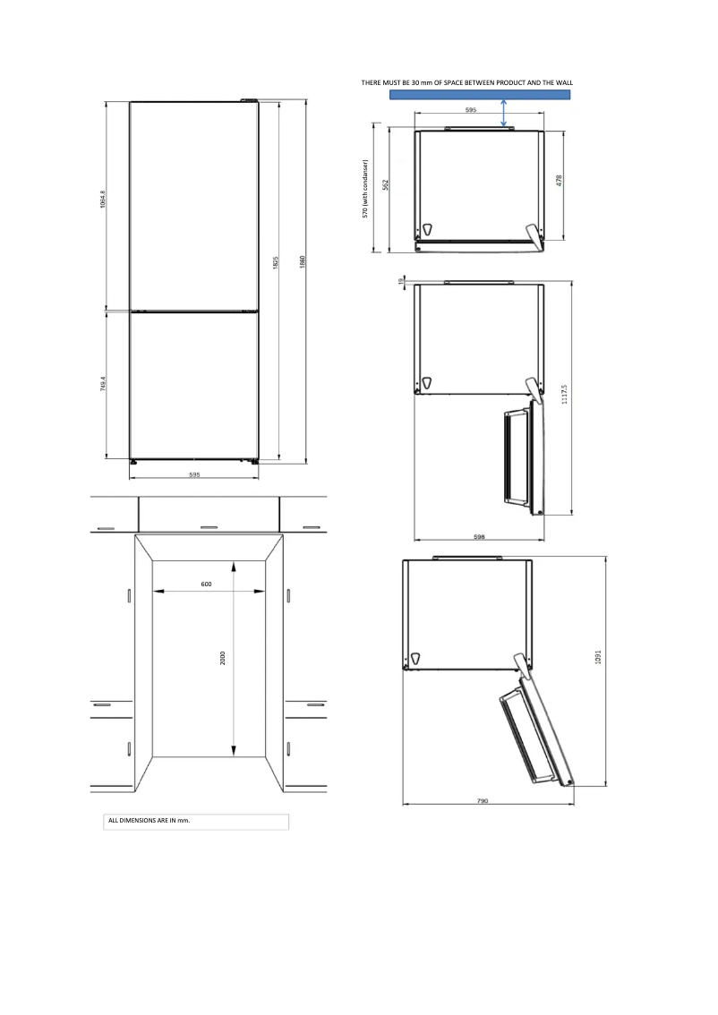 Page 1 de la notice Dessin technique Cylinda KF1385LFF