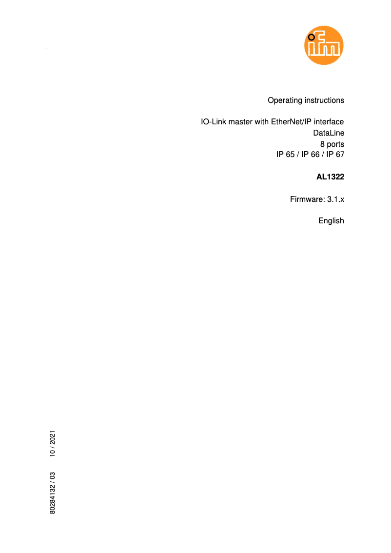 Page n°1 - Manuel utilisateur IFM AL1322