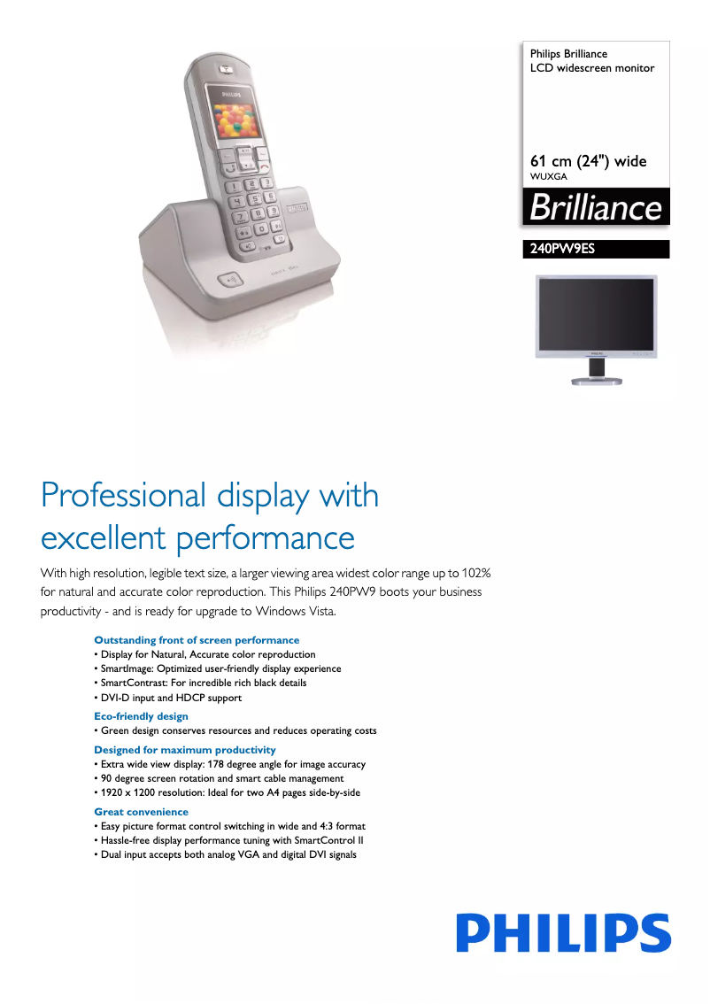 First page image of the manual for Brilliance 240PW9ES