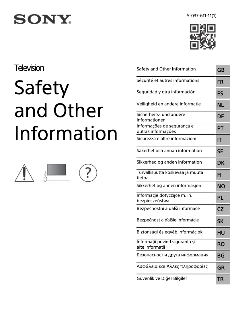 Page n°1 - Instructions de sécurité Sony XR-75Z9K