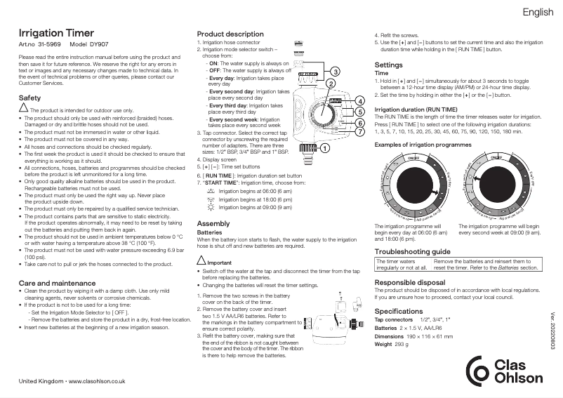Page n°1 - Manuel utilisateur Clas Ohlson DY907