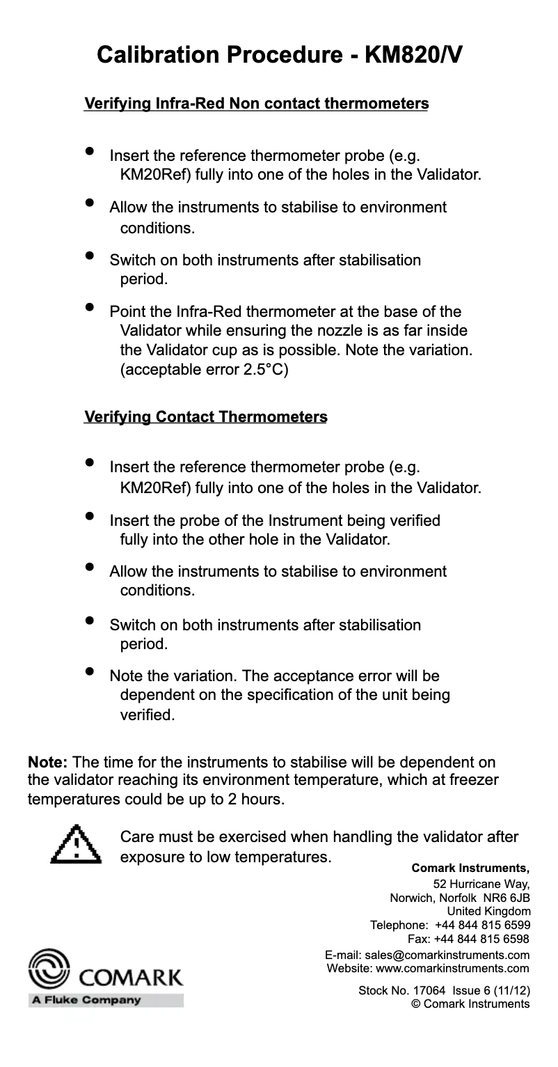 Page 1 de la notice Instructions / montage Comark KM820/V