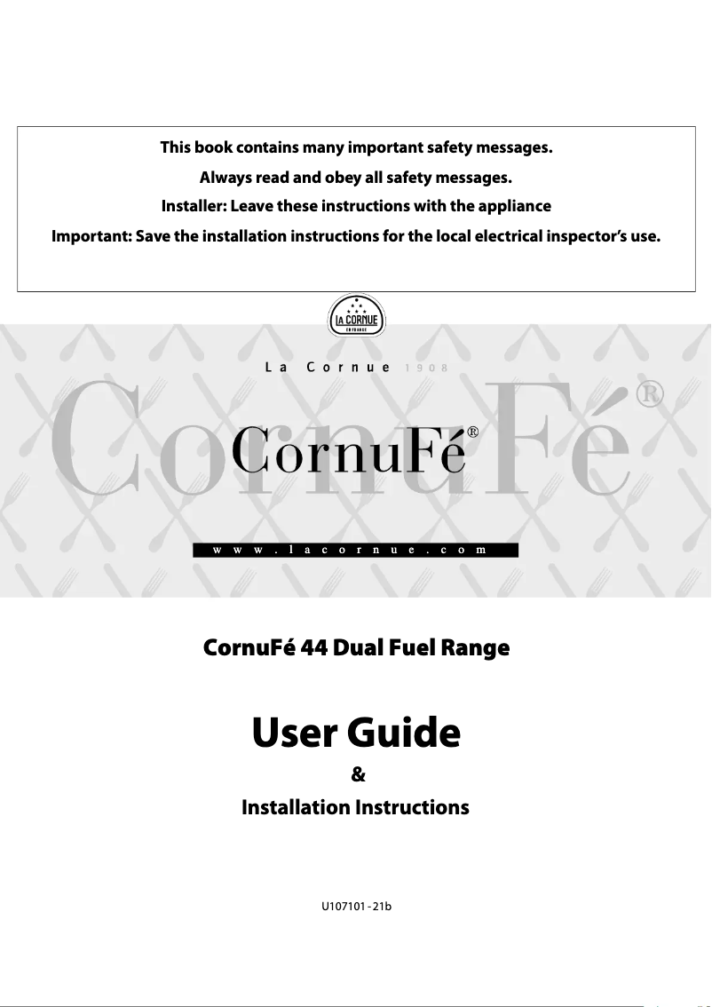 Page n°1 - Instructions / montage La Cornue Cornufé 110