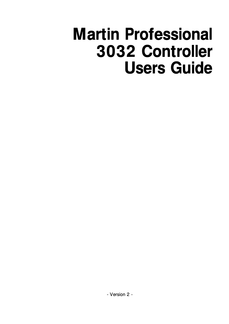 Page n°1 - Manuel utilisateur Martin 3032 Controller