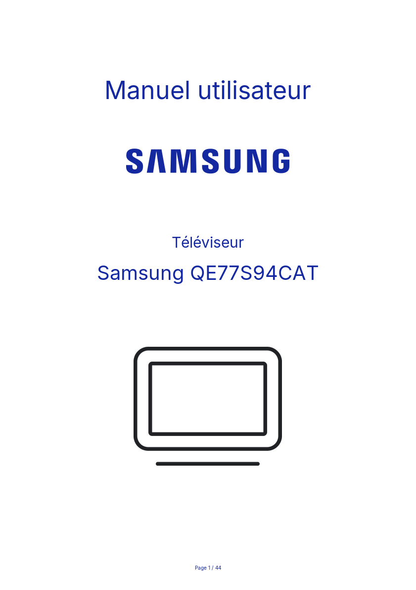 Image de la première page du manuel de l'appareil QE77S94CAT