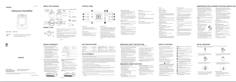 Page 1 de la notice Manuel utilisateur Winix L200